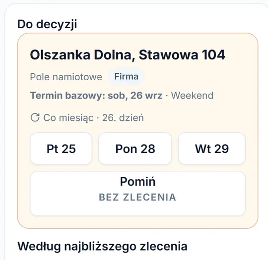 Stałe wywozy w telefonie: termin wypadający w sobotę czeka na decyzję.